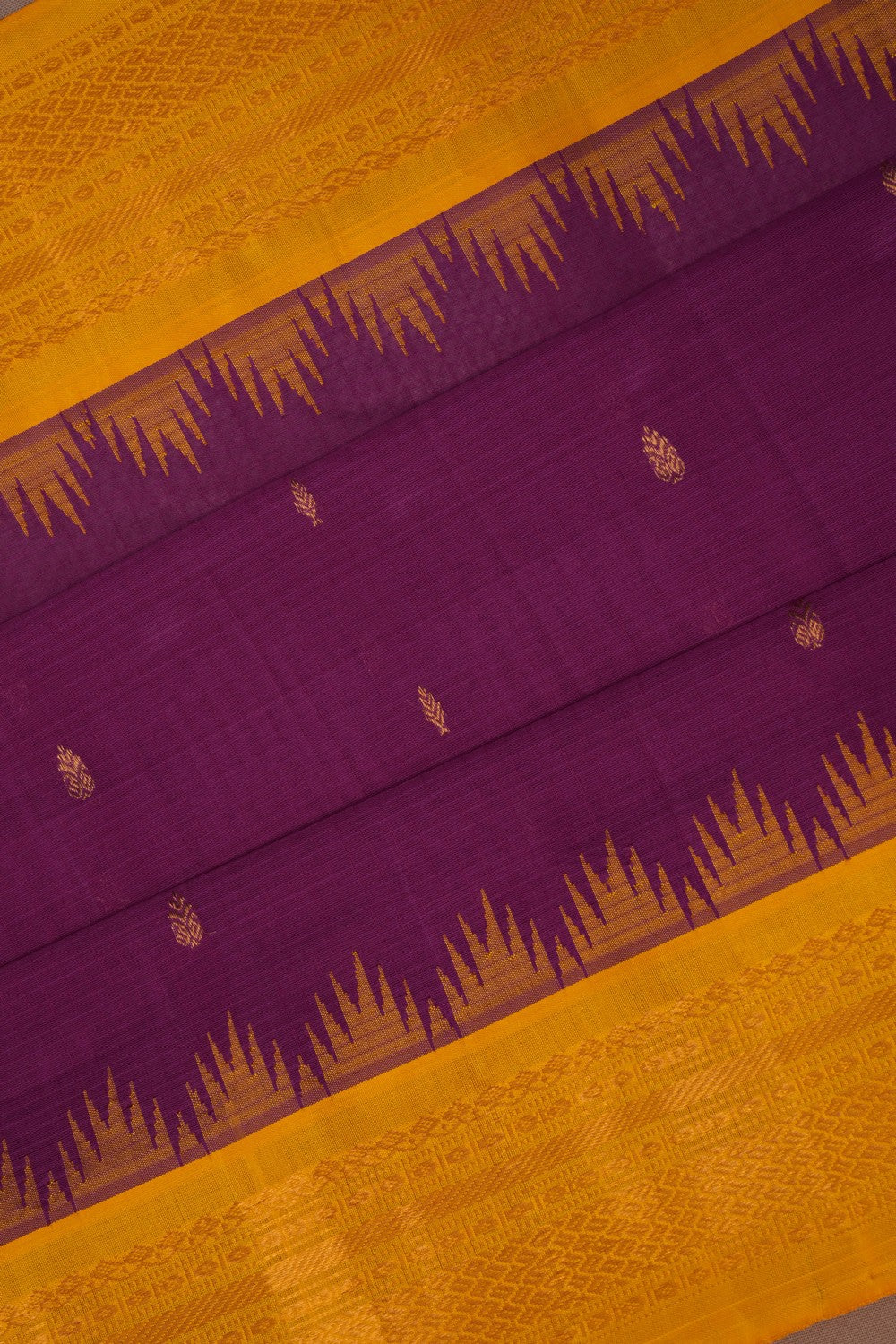 Image of Gadwal Cotton Silk Purple Saree